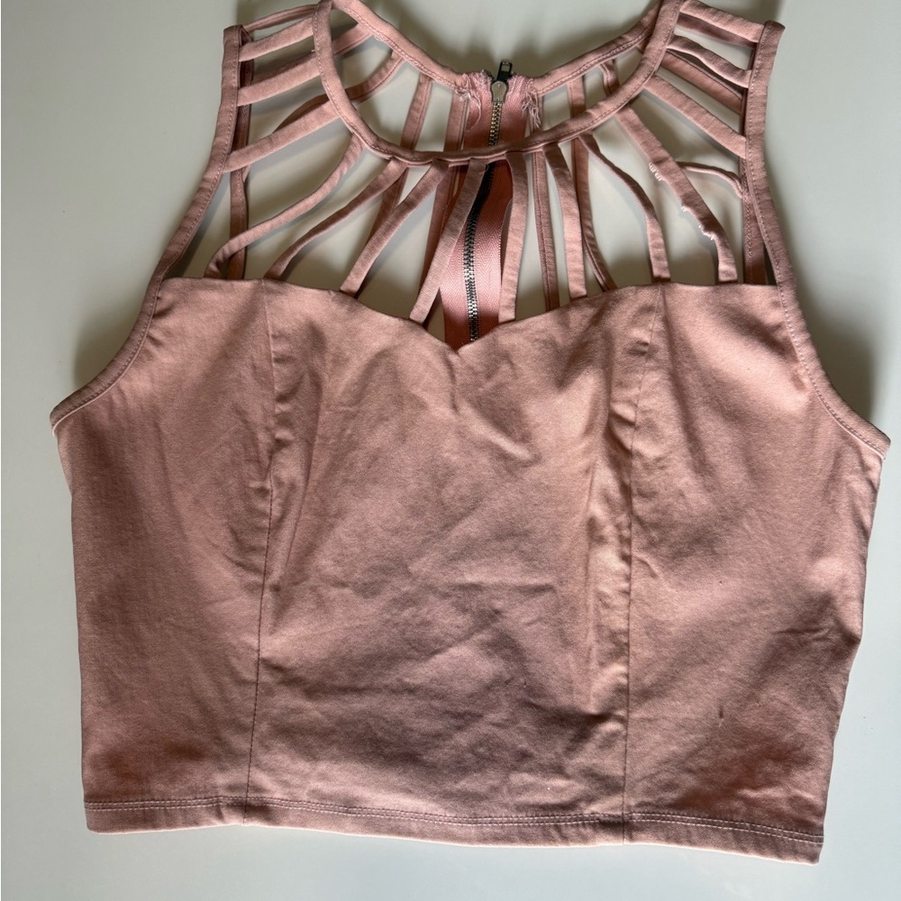 Pink Sleeveless Women's Zip up Top